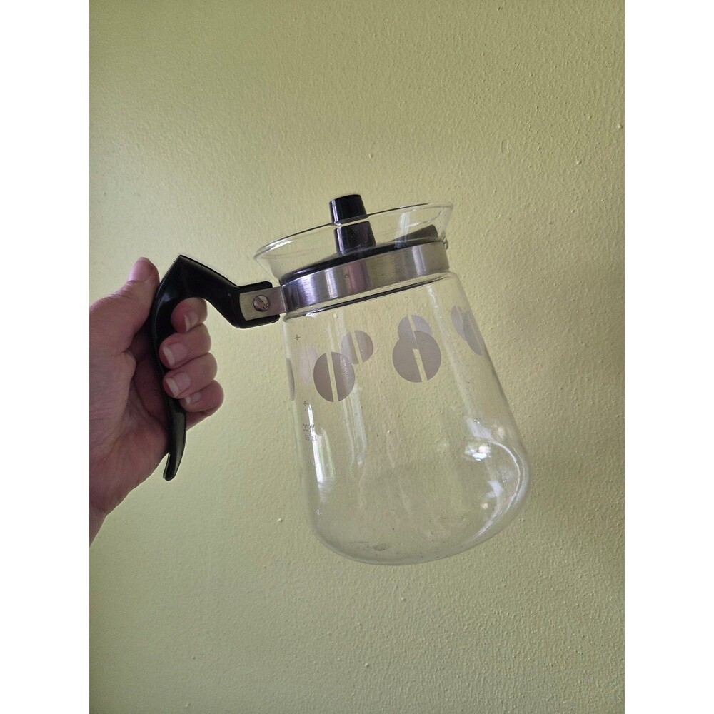 50s Cory Glass Coffee Pot – Gray Dot Atomic Carafe